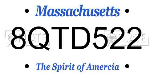 8QTD522 Massachusetts License Plate