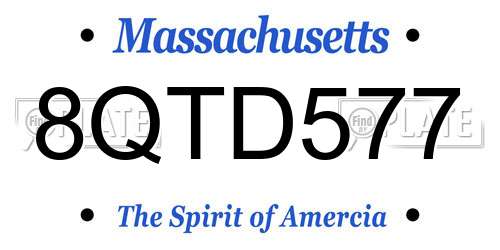 8QTD577 Massachusetts License Plate