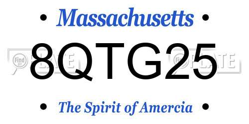 8QTG25 Massachusetts License Plate