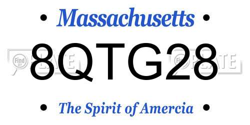 8QTG28 Massachusetts License Plate