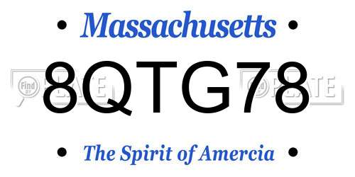 8QTG78 Massachusetts License Plate