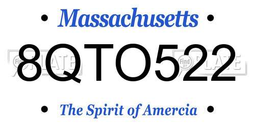 8QTO522 Massachusetts License Plate