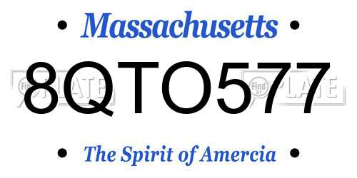 8QTO577 Massachusetts License Plate