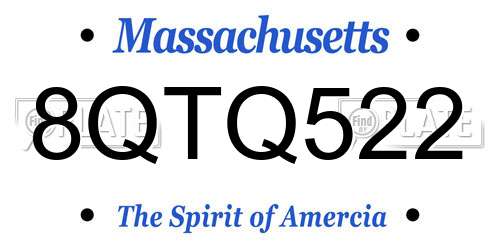 8QTQ522 Massachusetts License Plate