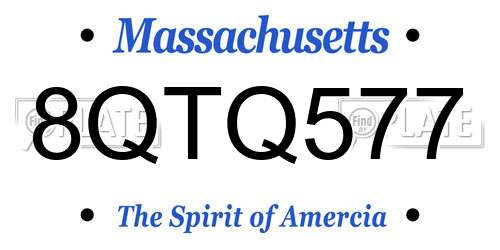 8QTQ577 Massachusetts License Plate
