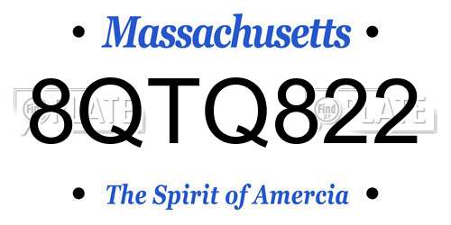 8QTQ822 Massachusetts License Plate