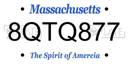 8QTQ877 Massachusetts License Plate