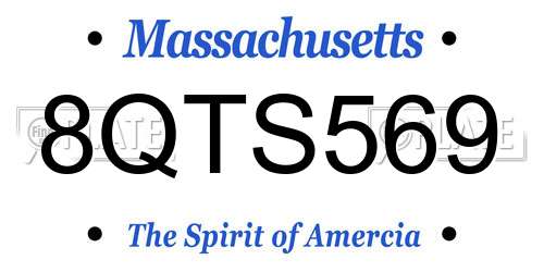 8QTS569 Massachusetts License Plate
