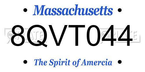 8QVT044 Massachusetts License Plate