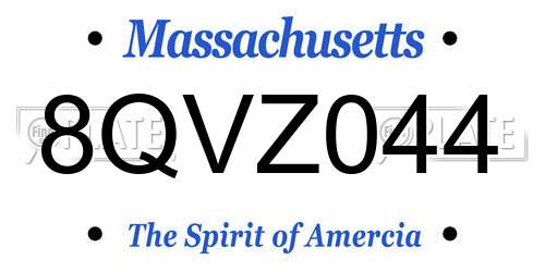 8QVZ044 Massachusetts License Plate