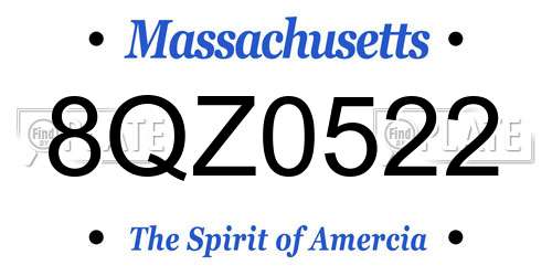 8QZ0522 Massachusetts License Plate