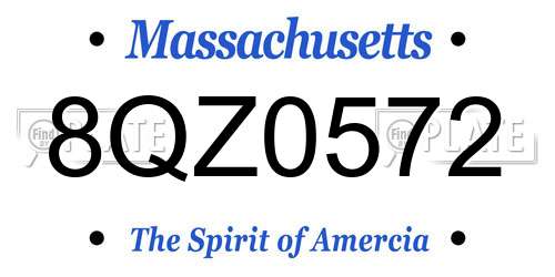 8QZ0572 Massachusetts License Plate
