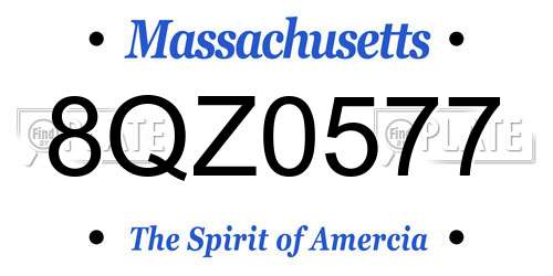 8QZ0577 Massachusetts License Plate