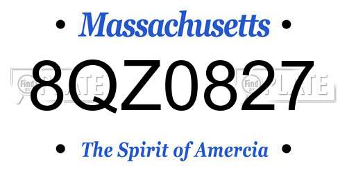 8QZ0827 Massachusetts License Plate