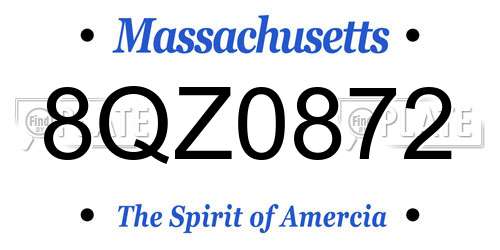 8QZ0872 Massachusetts License Plate