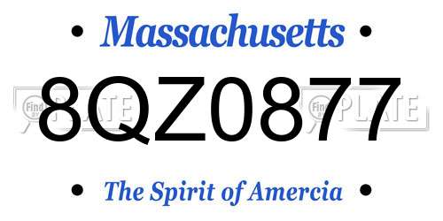 8QZ0877 Massachusetts License Plate