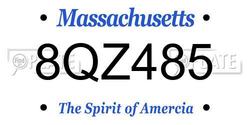 8QZ485 Massachusetts License Plate