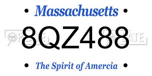 8QZ488 Massachusetts License Plate