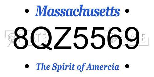 8QZ5569 Massachusetts License Plate