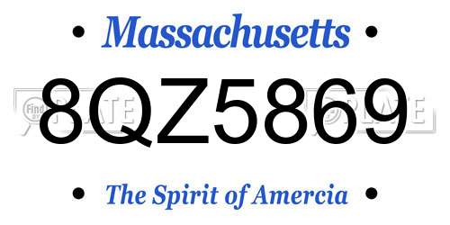 8QZ5869 Massachusetts License Plate
