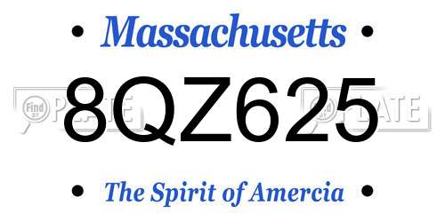 8QZ625 Massachusetts License Plate
