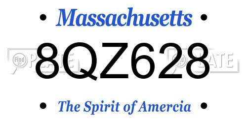 8QZ628 Massachusetts License Plate