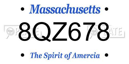 8QZ678 Massachusetts License Plate