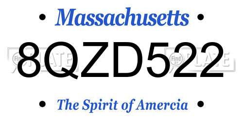 8QZD522 Massachusetts License Plate