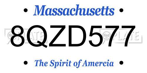 8QZD577 Massachusetts License Plate