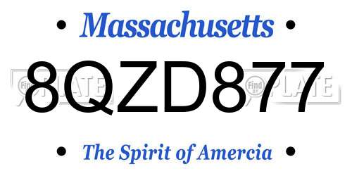 8QZD877 Massachusetts License Plate