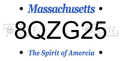 8QZG25 Massachusetts License Plate