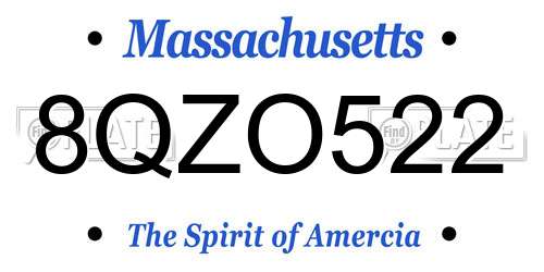 8QZO522 Massachusetts License Plate