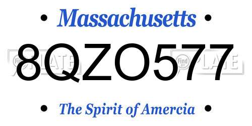 8QZO577 Massachusetts License Plate