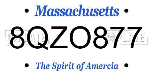 8QZO877 Massachusetts License Plate