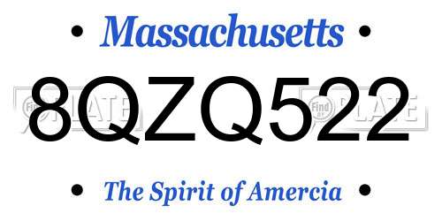 8QZQ522 Massachusetts License Plate