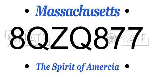 8QZQ877 Massachusetts License Plate