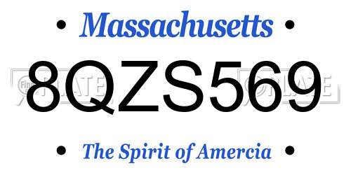 8QZS569 Massachusetts License Plate