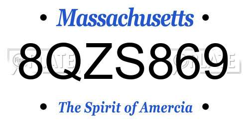 8QZS869 Massachusetts License Plate