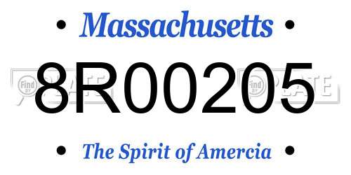 8R00205 Massachusetts License Plate