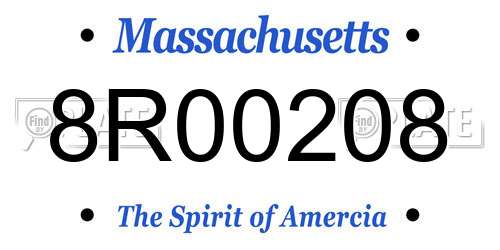 8R00208 Massachusetts License Plate