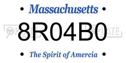 8R04B0 Massachusetts License Plate