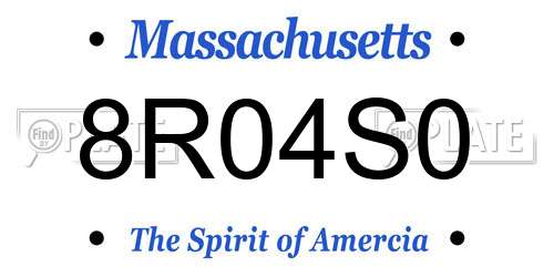 8R04S0 Massachusetts License Plate