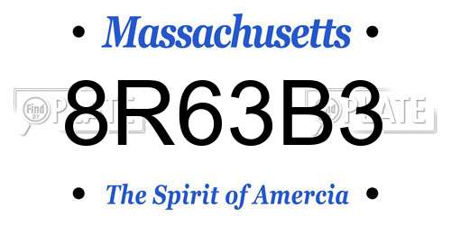 8R63B3 Massachusetts License Plate