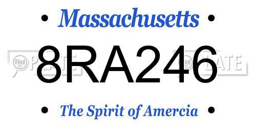 8RA246 Massachusetts License Plate