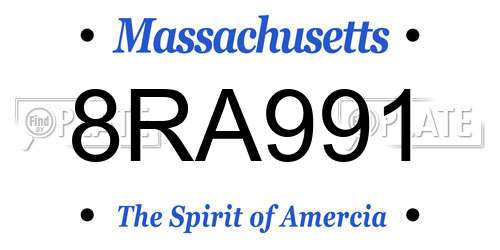 8RA991 Massachusetts License Plate