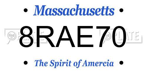 8RAE70 Massachusetts License Plate