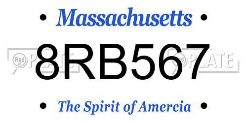 8RB567 Massachusetts License Plate