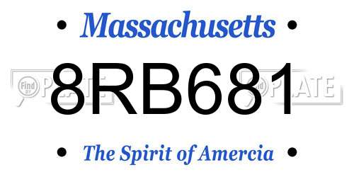 8RB681 Massachusetts License Plate