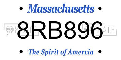 8RB896 Massachusetts License Plate
