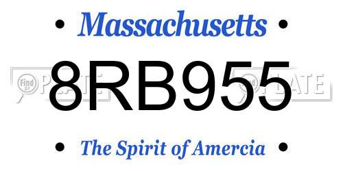 8RB955 Massachusetts License Plate